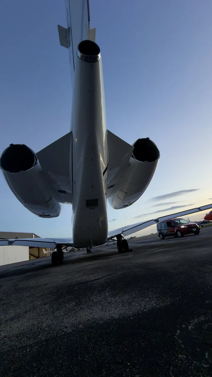 Private jet fuselage after detailing